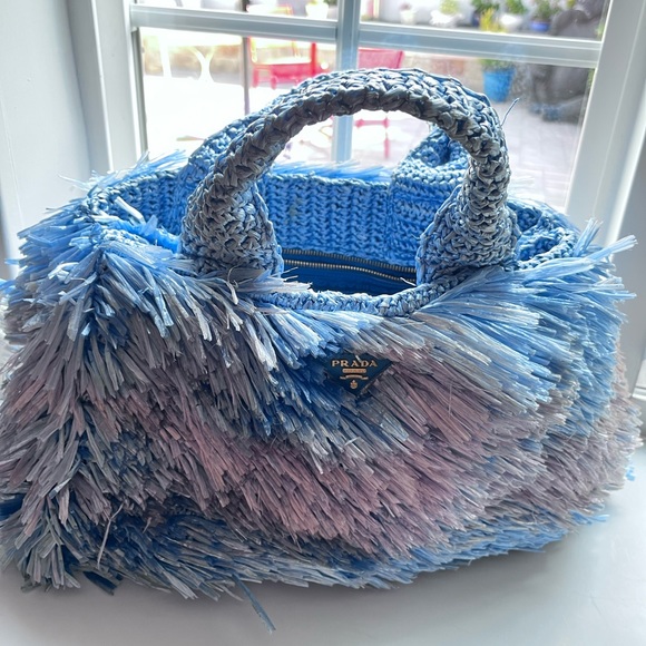 Prada: Raffia Straw Blue Bag *RARE* - Picture 17 of 17